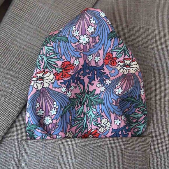 Hand Stitched Belgravia Silk Satin Fabric Pocket Square Bronwyn Floral Pattern - Picture 1 of 6